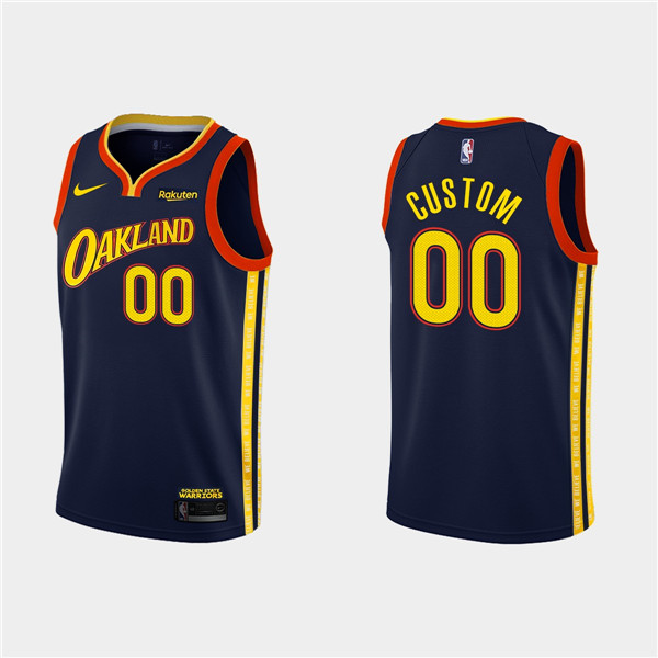 Men's Golden State Warriors Active Player Navy Custom 2020-21 City Edition Stitched NBA Jersey